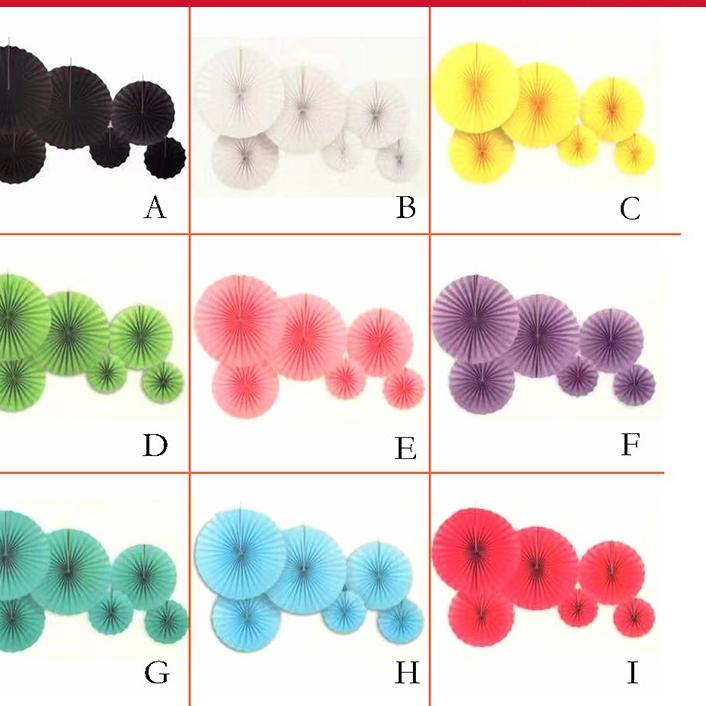 

➨ Paper fan set / paperfan / paper flower set 6 in 1 ( POLOS / SATU WARNA ) ✥