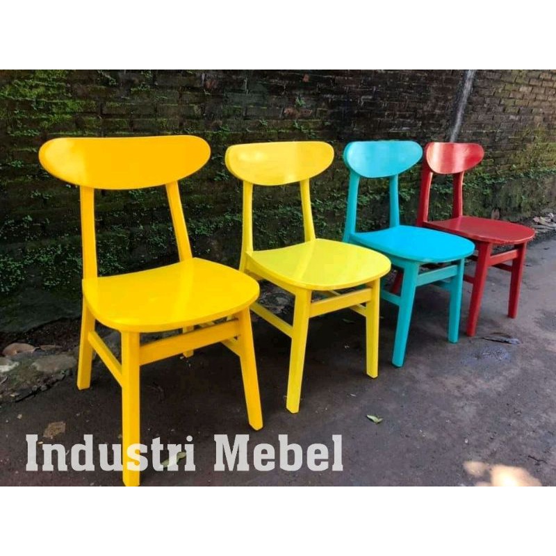 Kursi Cafe Ropan Cat Duco Minimalis Modern - Kursi Caffe Kayu Jati Jepara - Kursi Sekolah