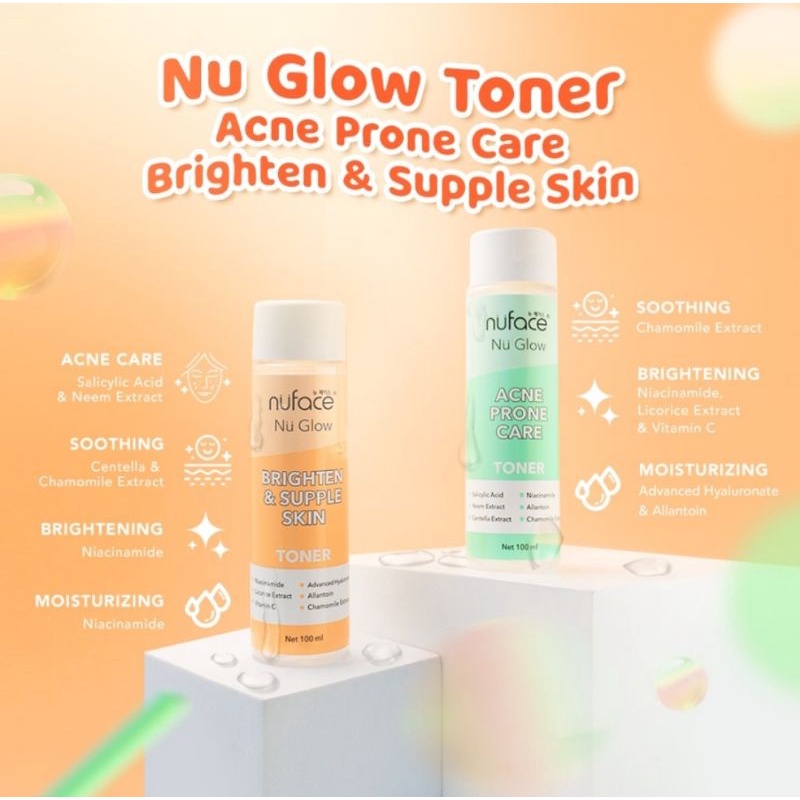 Nuface Nu Glow Brighten &amp; Supple Skin Toner | Acne Prone Care Toner | Hydra Lock &amp; Youthful Toner