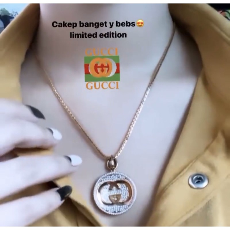 Kalung Perak Kekinian 925 Asli Edisi Gold Liontin Chanel Besar