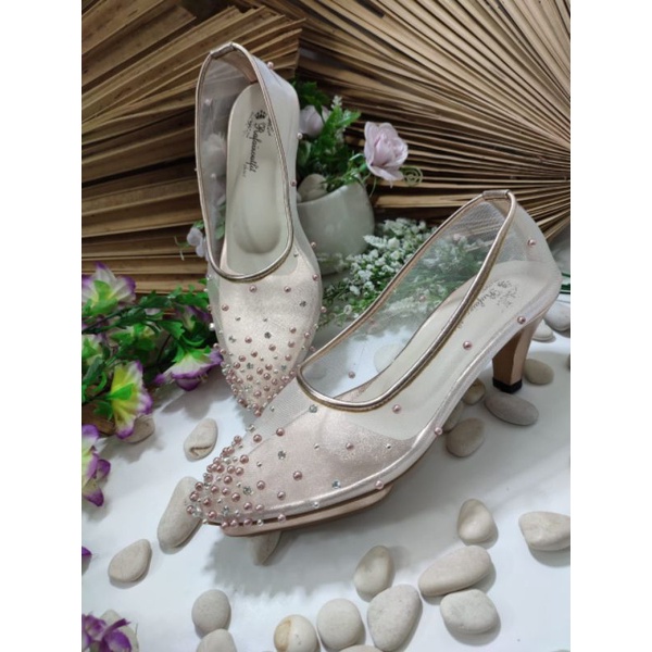 sepatu Akila rosegold tinggi 7cm lancip