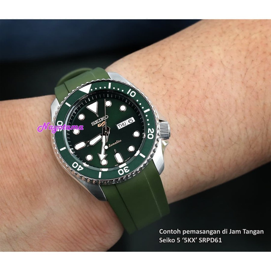 CRAFTER BLUE CB10 Rubber Strap HIJAU Black-PVD Buckle SEIKO 5 SKX007