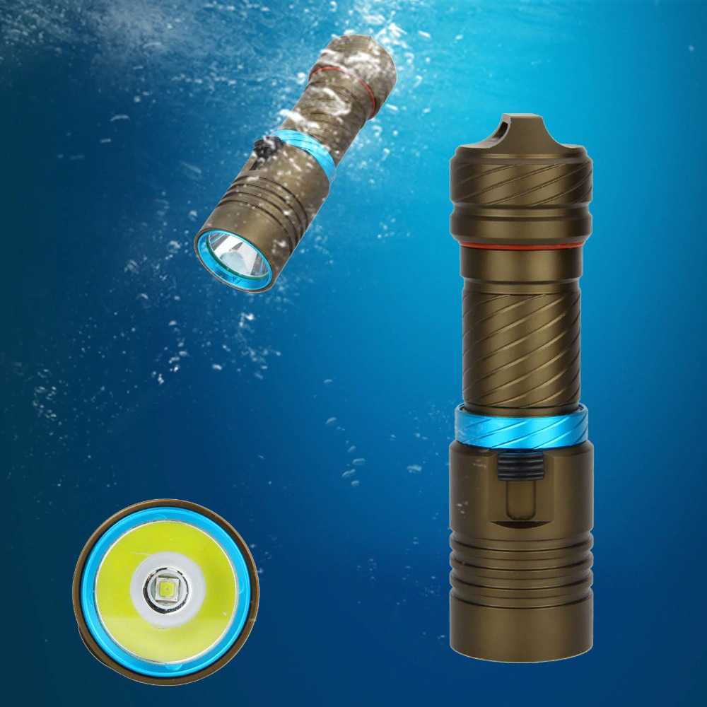 Senter LED multifungsi Diving Mini Super Terang Flashlight Waterproof L2 3800 Lumens 1 Buah Baterai 