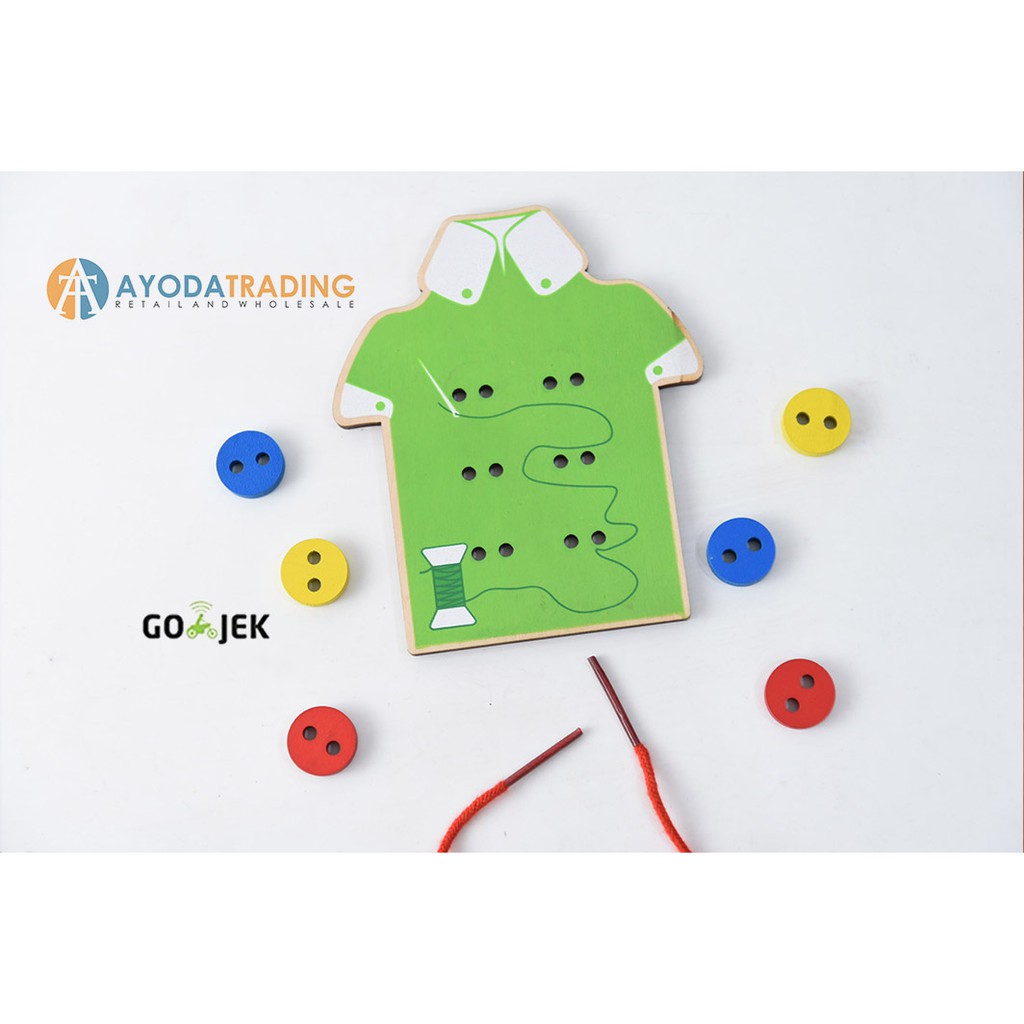 Mainan Edukasi Montessori Jahit Baju Ikat Rope Toys