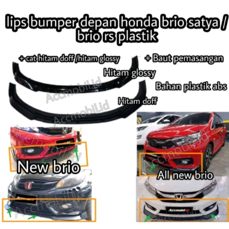 Lips bumper depan winglet Honda brio RS Satya 2016 2018 2019 2021 plastic abs