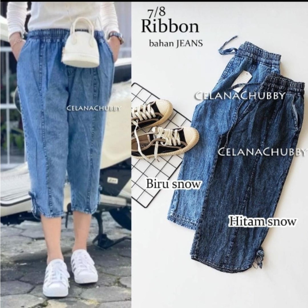 Celana Denim 7/9 Tiya Jumbo dan Super Jumbo . Celana 7/9 Big Size Murah . TIYA JUMBO MURAH (GEMINI PANTS)