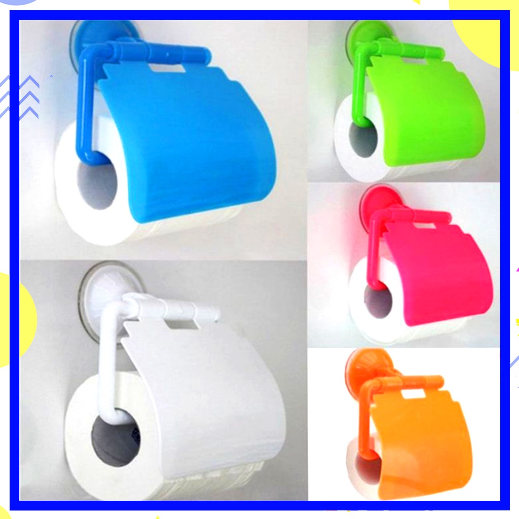 1 Pcs Tempat Tisu Gulung Toilet Roll Holder / Gantungan Tisu Tempel Vacum Sedot Tanpa Paku Tanpa Lem