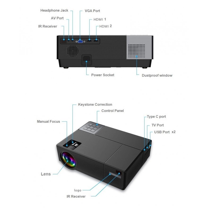 PROJECTOR CHEERLUX CL770 ANDROID 9.0 TV TUNER 1080P FULL HD 4000 LUMENS