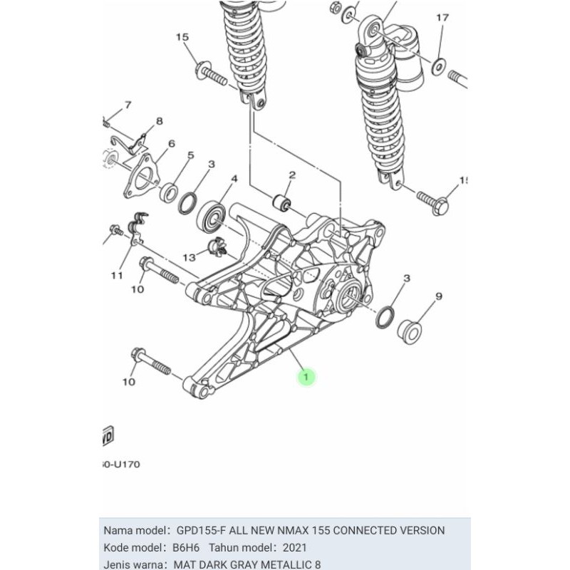 REAR ARM NEW NMAX 2020 ALL NEW NMAX CONNECTED ASLI ORI YAMAHA B6H F2171 00