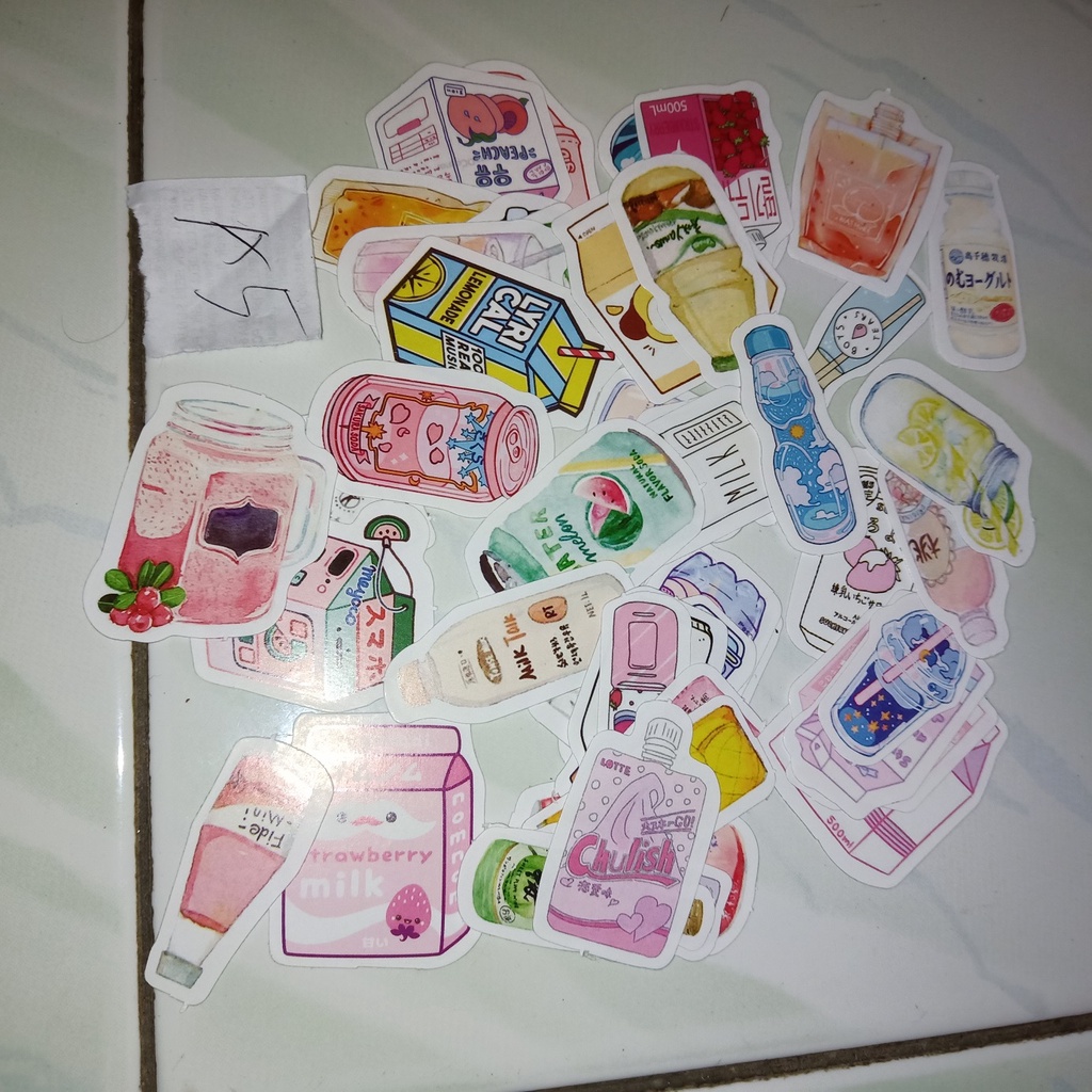 

random 1 BUAH STICKER TEMA MINUM stiker bahan journaling sticker minuman ringan share sticker mini