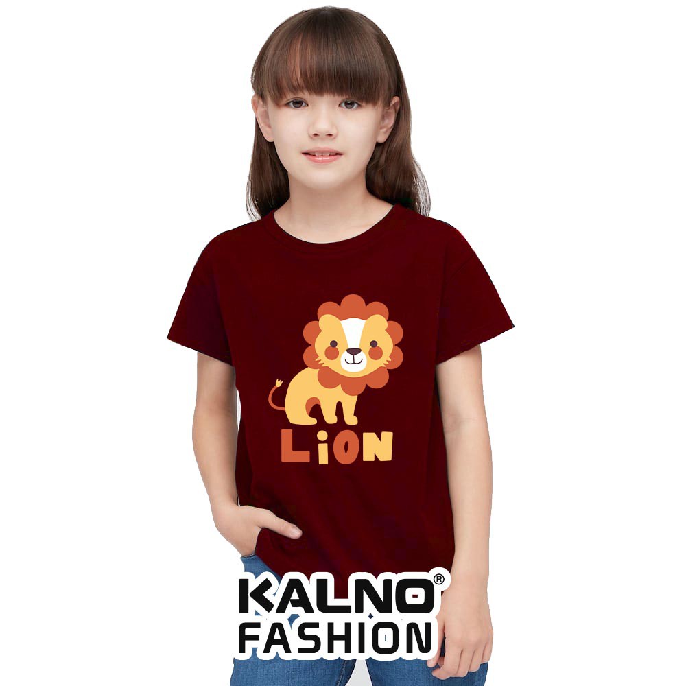 Atasan Anak laki - laki / perempuan print Lion 384 warna maroon - umur 1-7 th