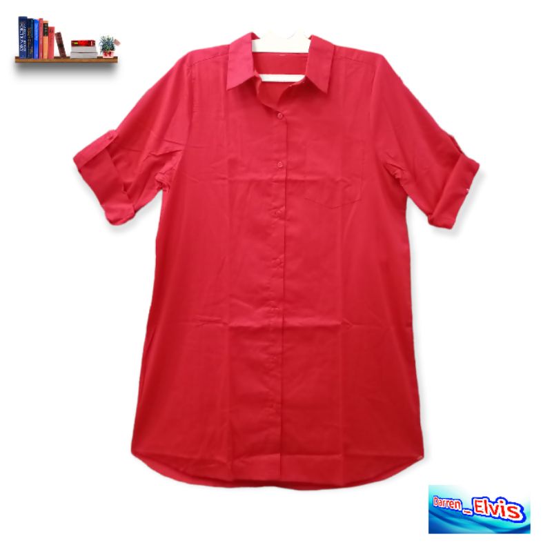 Tunik Wanita Merah Polos Katun