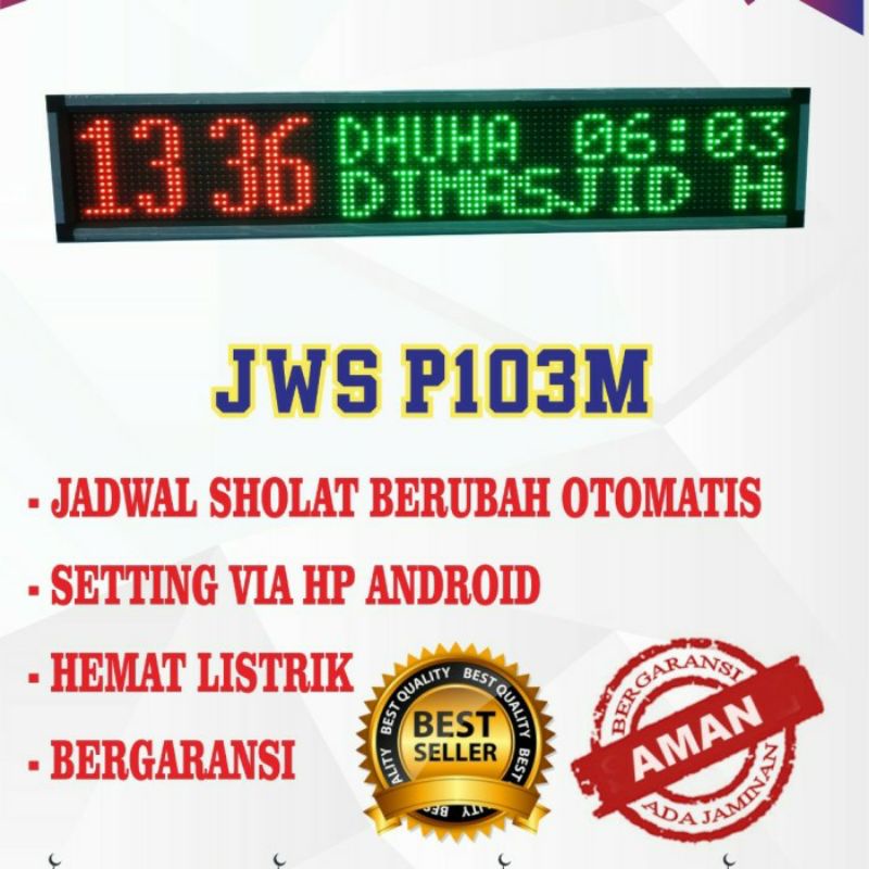 jam waktu sholat iqomah manual ukuran (100x20cm)