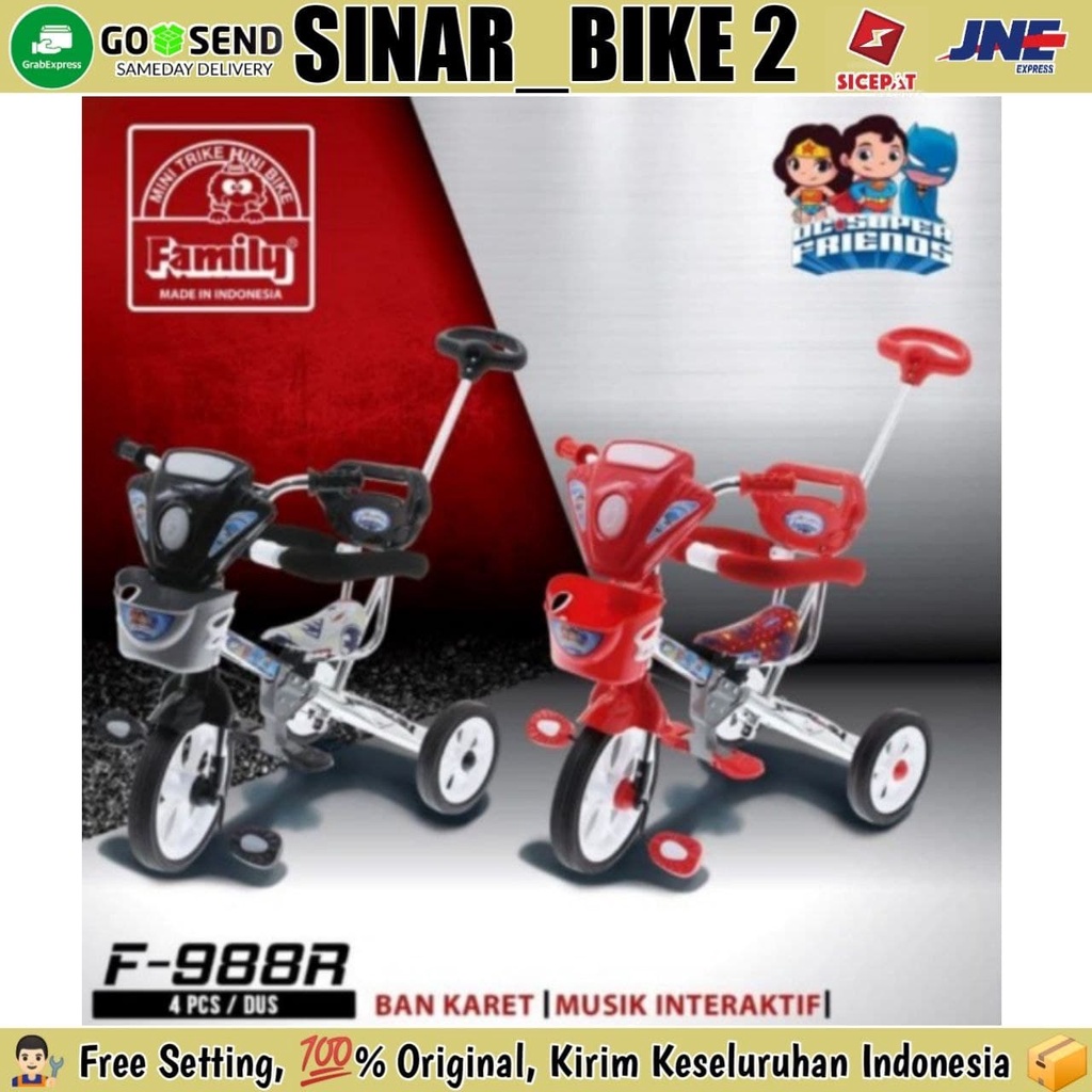 Sepeda Roda Tiga 3 FAMILY ARAVA 988 R/L Tricycle Anak Ban Karet Musik