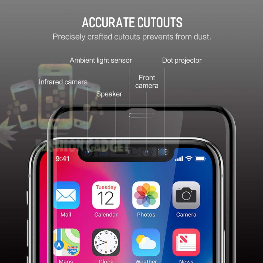 Tempered Glass Apple iPhone X Full Colour Bagian Depan Anti Gores Kaca Iphone 10 Ten Screen Guard