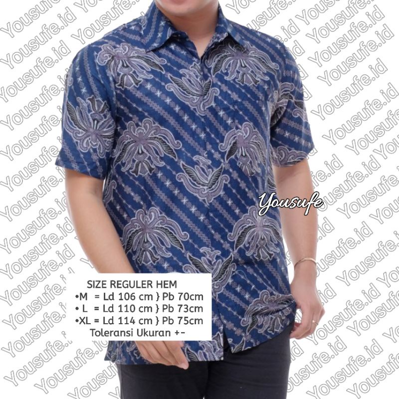 Batik Pria Lengan Pendek Bisa Seragam Kantor Kerja Tidak Luntur Cocok Untuk Guru Santri Mahasiswa Pernikahan Hajatan Kode KB01