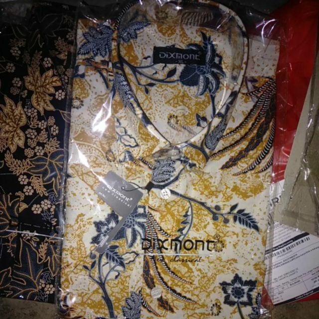 Kemeja Batik Pria Lengan Pendek Bs63 Katun Motif Modern Dixmont Semi Slim Fit Premium