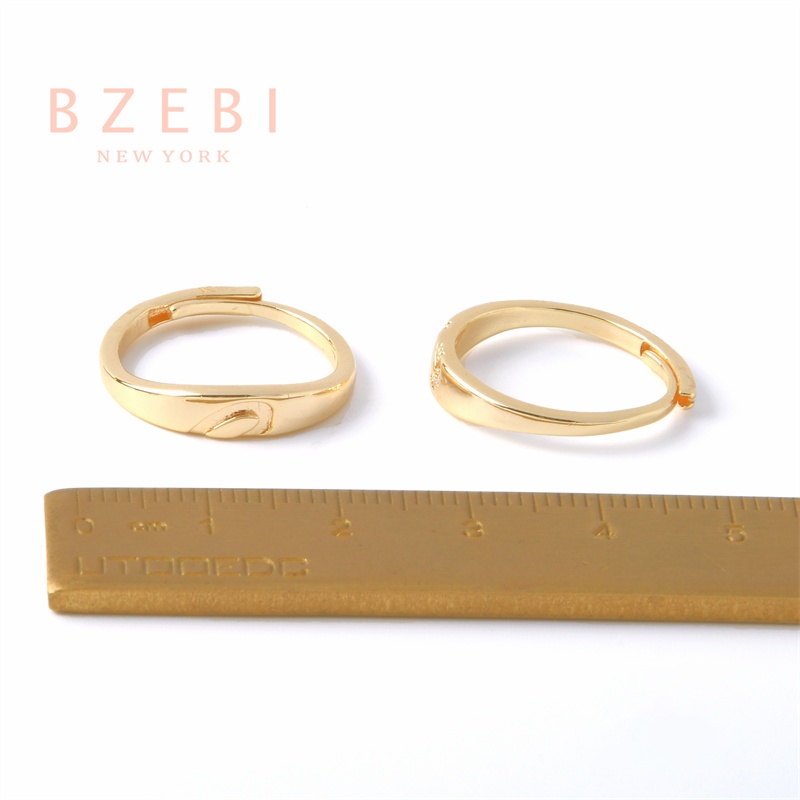 Bzebi Cincin Emas 18k Model Terbuka Dapat Disesuaikan Hias Berlian Gaya Korea Untuk Wanita 273r