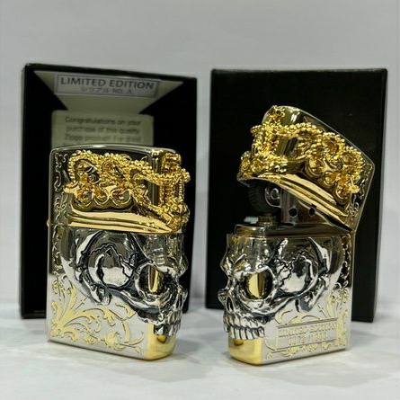 Original Zippo Skull Crown Gold Limited Edition Rare