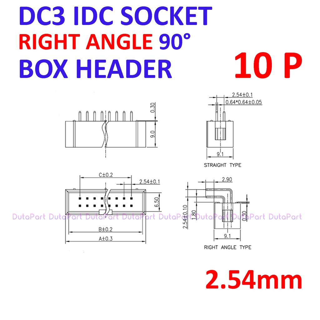 DC3-10P Socket IDC Male Right Angle Siku 10P 10 Pin 2x5 Box Header