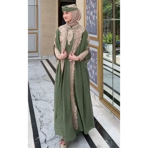 KAFTAN MAHERA FREE INER// GAMIS PESTA BAHAN CERUTY APLIKASI PAYET
