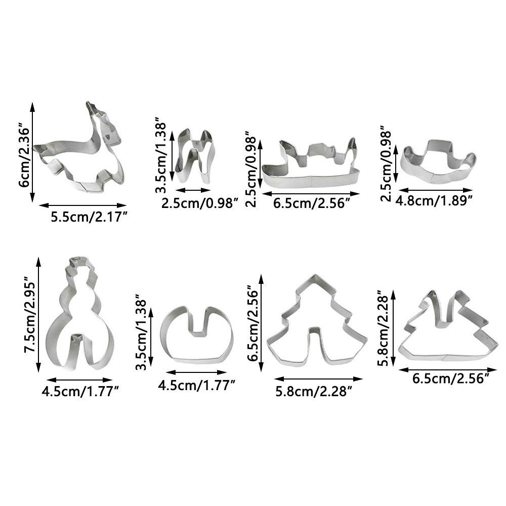Top 8pcs 3D Natal Makanan Fondant Stainless Steel Cetakan Kue Cetakan Kue