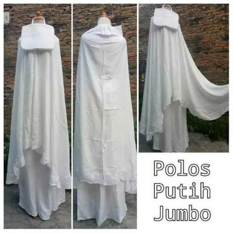 MUKENA MUKENAH DEWASA BAHAN KATUN RAYON PUTIH WHITE POLOS