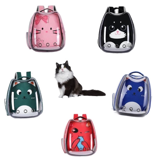 Tas Ransel Kucing Anjing Warna Pink Merah Muda Pet Carrier Transparan