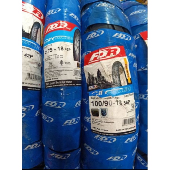 Sepaket ban FDR City Power 275 & 100/90 Ring 18 Tubetype ( Non Tubeless ) 2pcs