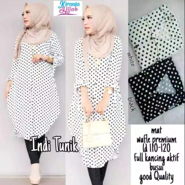 INDI TUNIK - TUNIK POLKADOT - TUNIK BUSUI WAFFLE PREMIUM