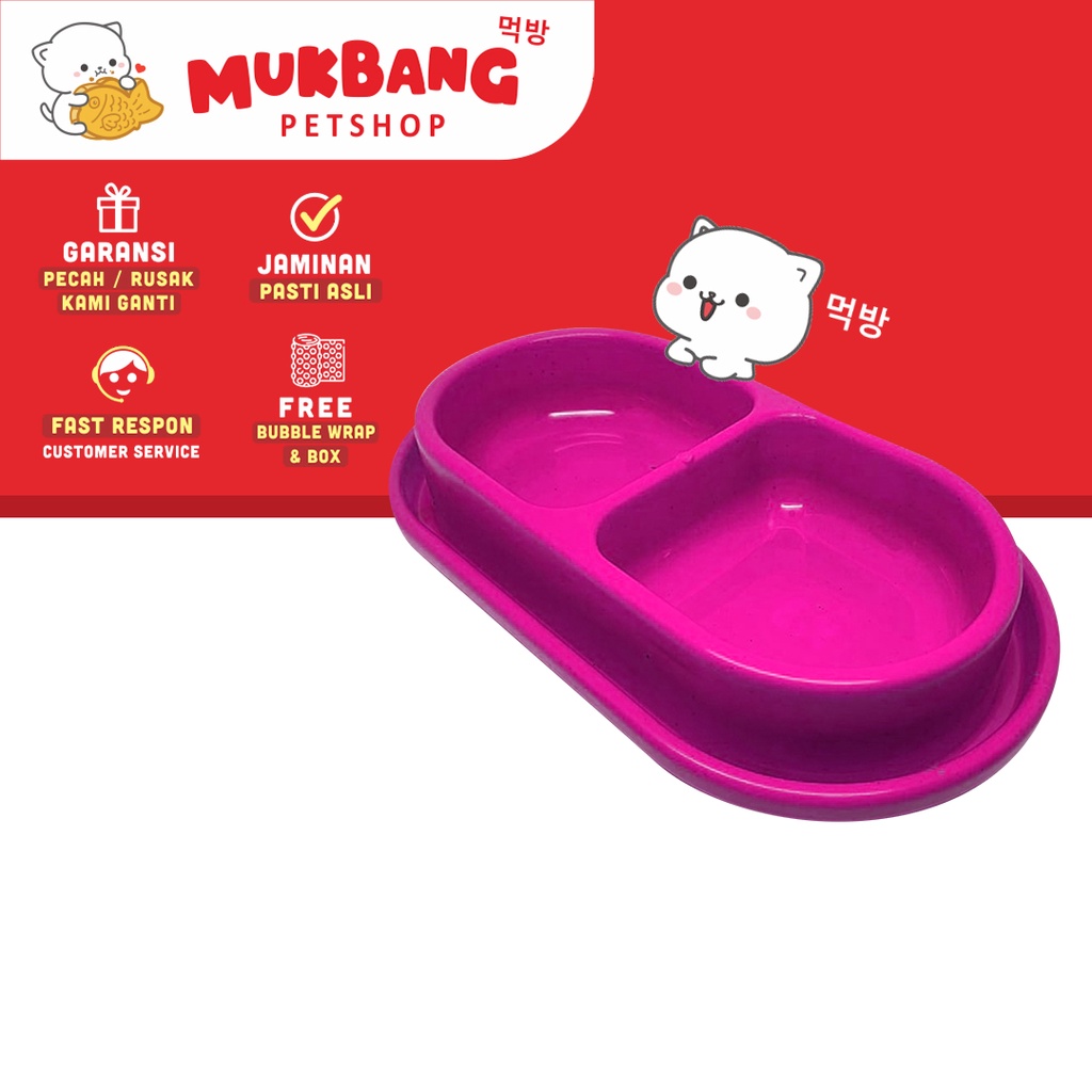 Tempat Makan Kucing dan Anjing Double Bowl 2 Space Anti Semut Mangkuk Makan Kucing Tempat Makan Hewan Oval Anti Slip Piring Makan dan Minum Kucing dan Anjing Anti Licin Mangkok Makanan Kucing Mangkok Pakan Kucing Wadah Makanan Kucing