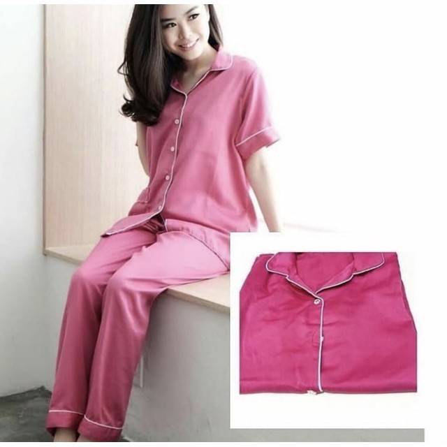 PIYAMA SATIN / PIYAMA WARNA / SETELAN SATIN