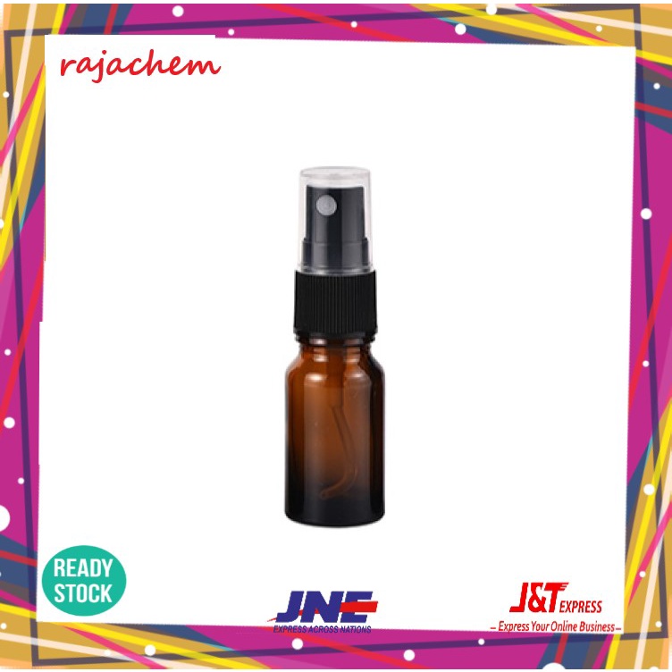 Botol Kaca Amber 10 ml Tebal Tutup Spray Hitam