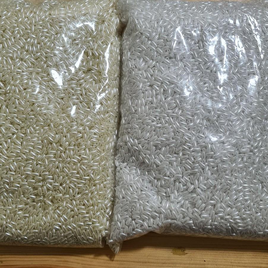 ✮ Payet Mutiara beads Padi / Beras 3x6 100 gr Kw1 Jepang [Premium], White / Broken white ➧