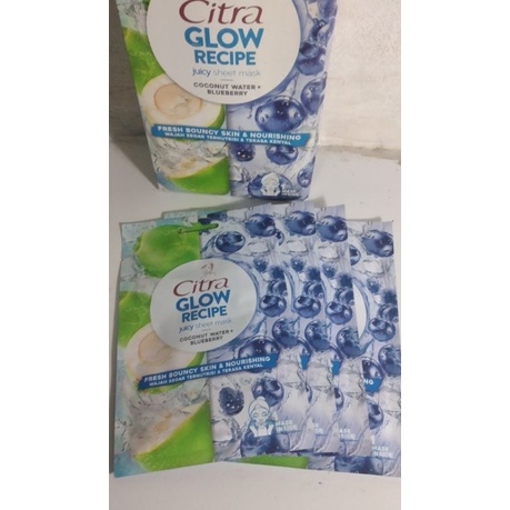 CITRA GLOW recipe juicipe ,coconut water + blueberry [masker  wajah] x 3pc