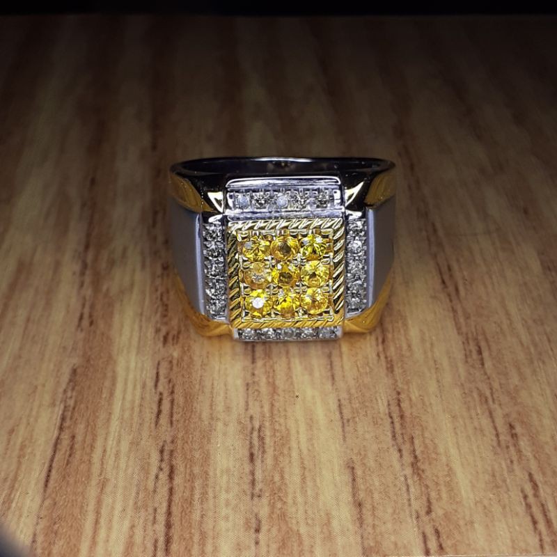 Cincin Perak Pria Keren Batu Yakut Berlian Eropa