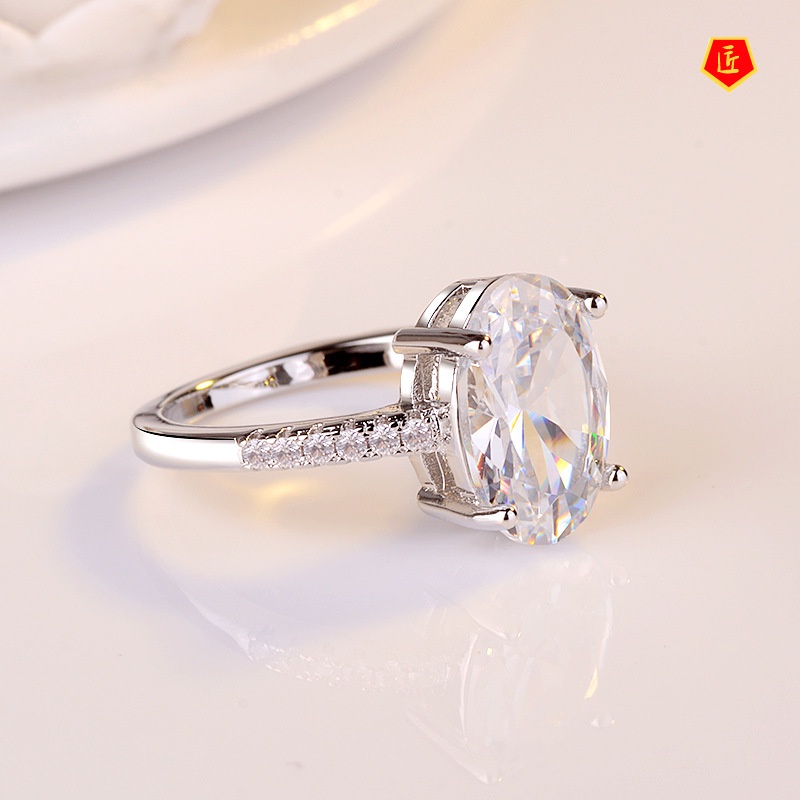 [Ready Stock]Fashion Goose Egg Rhinestone Ring 18K Platinum