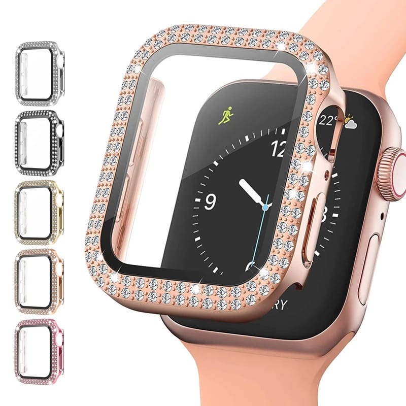 Gadgetlee Bumper Case Apple Watch Bling PC Screen Protector For Series 1/2/3/4/5/SE/6/7