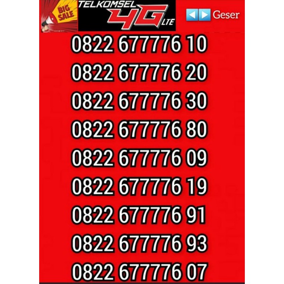 NOMOR CANTIK TELKOMSEL 7777 MURAH