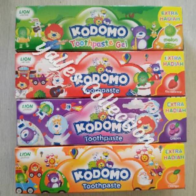 Kodomo odol pasta gigi anak toothpaste 45 g rasa buah anggur jeruk melon strobery hadiah mainan