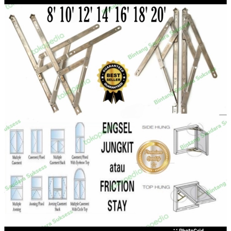 Window Casement Jendela 16 Inchi 20 inc 24 inc engsel casement ukuran 16 inc 20 inch 24 inch/ engsel jendela 16 inchi/ window engsel jungkit