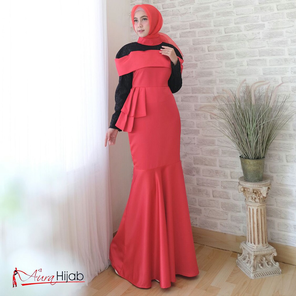 Aurel Mermaid Gaun Pesta Gamis Muslim Baju Duyung Shopee Indonesia