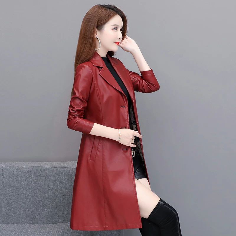 blezer long coat wanita semi kulit /long coat koreaan