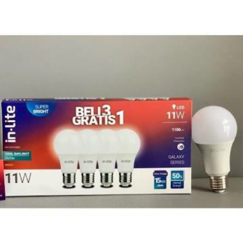 Lampu Led in-lite 11 Watt Beli 3 Gratis 1 Cahaya Putih Galaxy Series ko