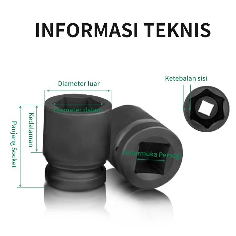ISKU 1/2 Mata Shock Impact 8-41mm Panjang Dan Pendek Profesional tools 1/2  Impact Socket 8-41mm Mata Sok impact 22mm