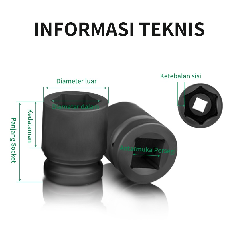 ISKU Mata Sok Impact Socket Extention 1/2 Kunci Sock/ Kunci Sok Panjang Dan Pendek Ukuran 8-41mm Hitam Mata Socket Alat Perkakas Bisa COD