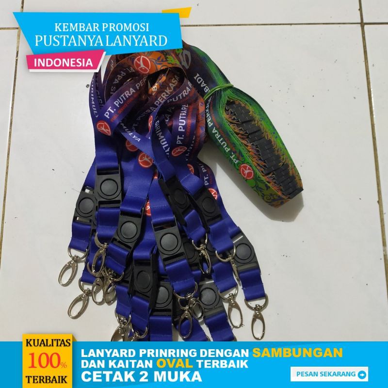 

Lanyard Printing CustomTali 2cm dan Cetak 2 sisi| Kaitan Oval dan Sambungan Ditengah