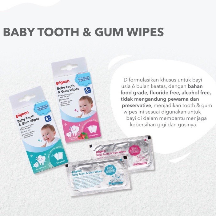 Pigeon Baby Tooth &amp; Gum Wipes  6m+ 20 pieces