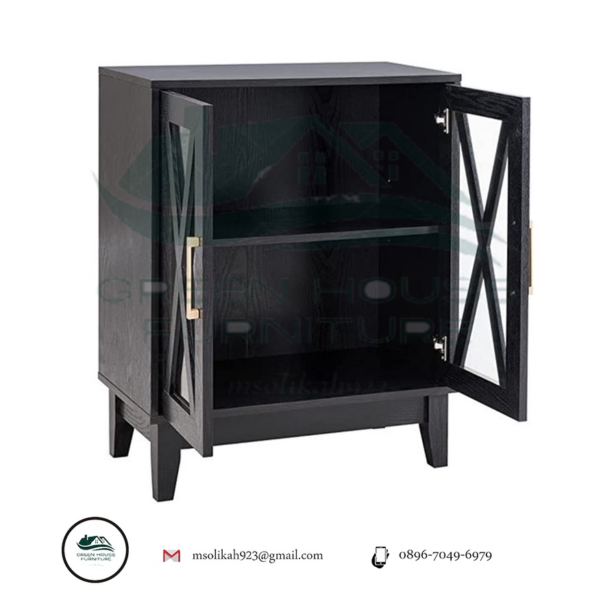 Green house furniture kichen lemari kaca almari gelas tempat penyimpanan Bufet Kabinet Kecil dengan 