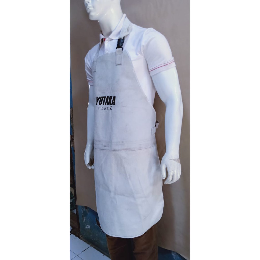 YUTAKA WELDING APRON KULIT Warna CHROME/ apron dada kulit abu